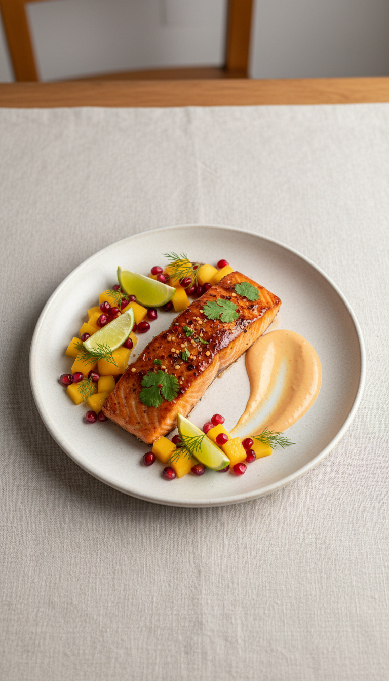 Salmón glaseado con chile y lima